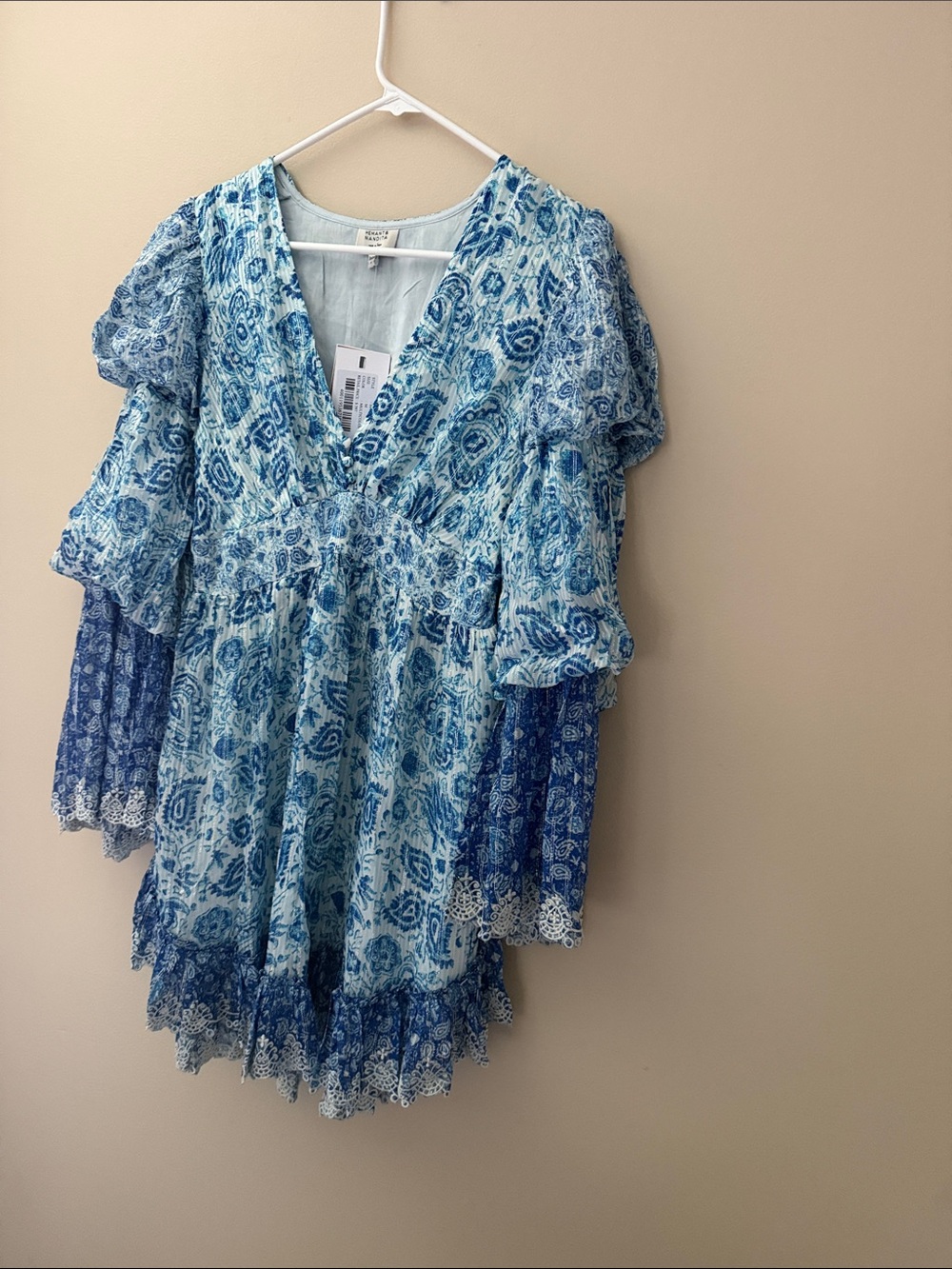 HEMANT & NANDITA Blue Printed Mini Dress